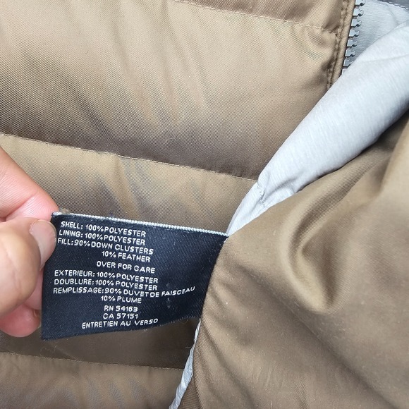 Down Puffer Jacket Womens S Tan Gold COLE HAAN Funnel Neck Asymmetric Prep 20x25 - Picture 13 of 14